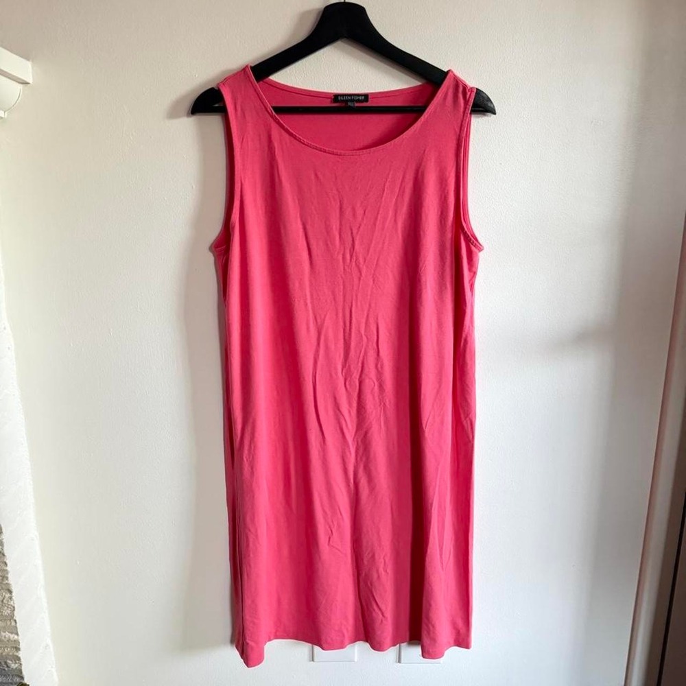 Eileen Fisher coral pink workwear rayon blend dress